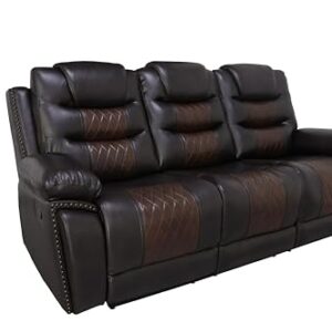 New Classic Furniture Nikko Faux Leather Manual Sofa with Dual Recliner, Brown