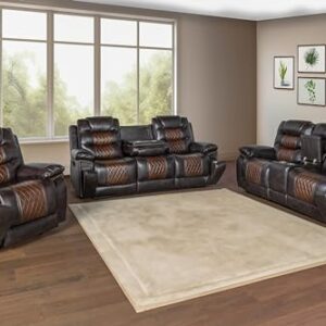 New Classic Furniture Nikko Faux Leather Manual Sofa with Dual Recliner, Brown