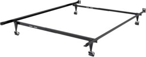 liveasy furniture heavy duty adjustable metal full/twin/queen size bed frame with rug roller wheels (twin/full/queen)