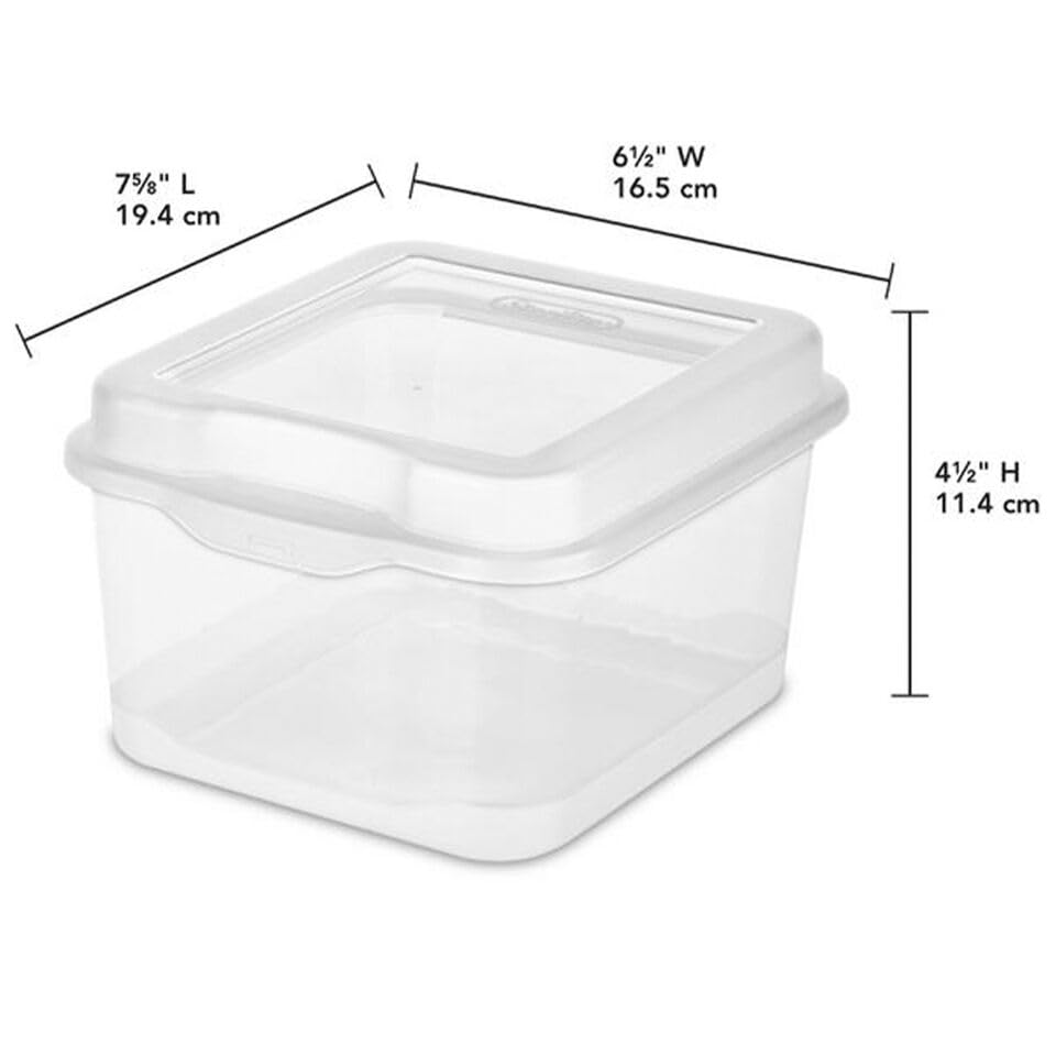 IFFANY Plastic FlipTop Hinged Storage Box Container w/Latching Lid (12 Pack)