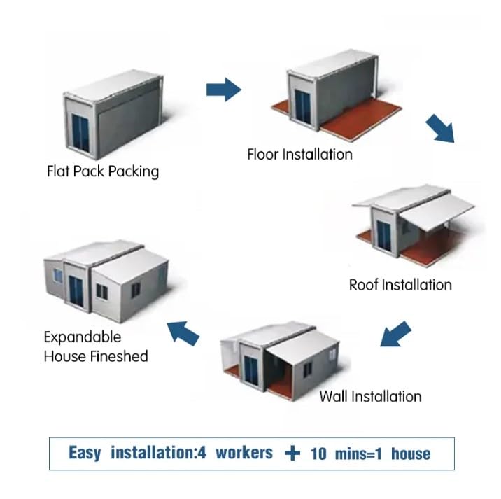 40ftx20ft Prefab Tiny Homes for Sale, Mobile Houses, Tiny Foldable House, Prefabricated House with Bathroom and Kitchen