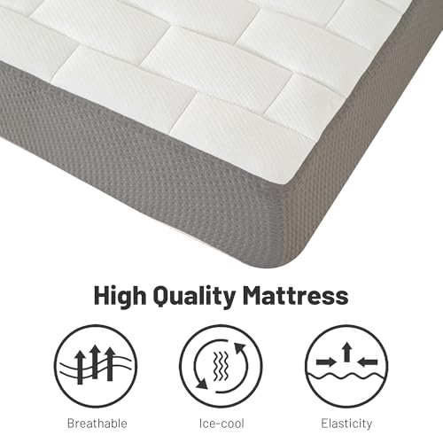 Greaton, 7-Inch Medium Firm High Density Foam Mattress, Comfortable Mattress for Cooler Sleep, Zippered and Washable Cover, 75" x 30", White