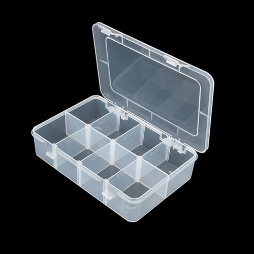 ccHuDE 8 Grids Bead Organizer Boxes Small Plastic Storage Containers Clear Craft Storage Box with Removable Dividers for Candies Snacks Electronics