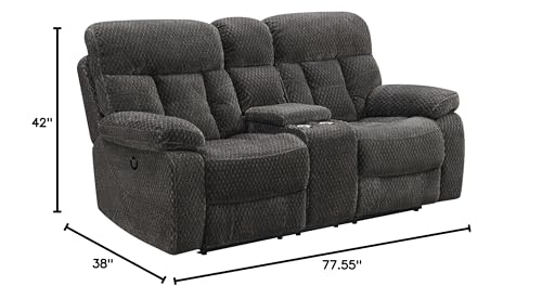 New Classic Furniture Bravo Polyester Console Loveseat with Power Footrest, Charcoal