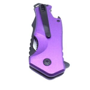 Purple Sping Assisted Folding Pocket Knife 3" EDC German Surgical Stainless Steel Blade and Bottle Opener Purple Men Woman