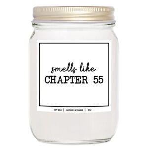 younique designs smells like chapter 55 candle - bookish candles, book lovers gifts, book themed gifts for book lovers women, book club gifts ideas, reading themed gifts (lavender & vanilla)