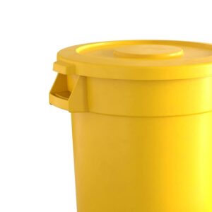 KTLT 10 Gallon Yellow Round Commercial Trash Can with Lid, Ingredient Bin, Wastebasket for Restaurant/Kitchen/School/Garage