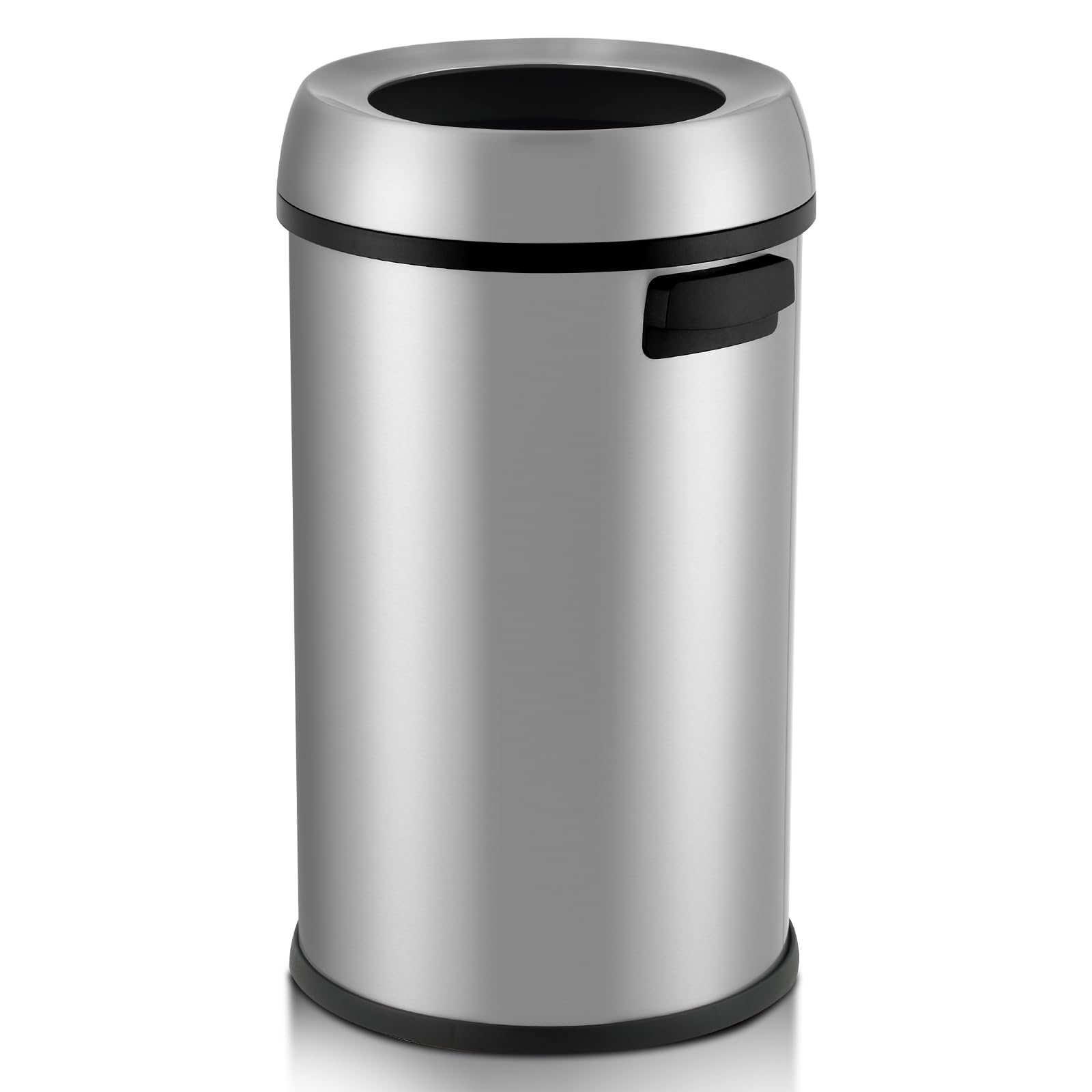 PioneerWorks 65 L / 17 Gal Open Top Trash Can Commercial Grade Heavy Duty Brushed Stainless Steel for Outdoor | Kitchen Waste Bins Home House Family