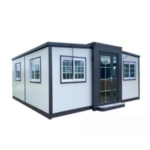 spacious expandable portable prefab house -mobile living solution with kitchen & bathroom, suitable for homes, hotels, offices, garages & workshops (19×20) colour white,black