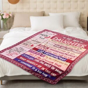 DecorSIXT Daughter Blanket from Mom Gifts for Daughter from Dad - to My Daughter 60" X 80" Bed Blanket - Christmas Birthday Present for Teen Daughter from Mom