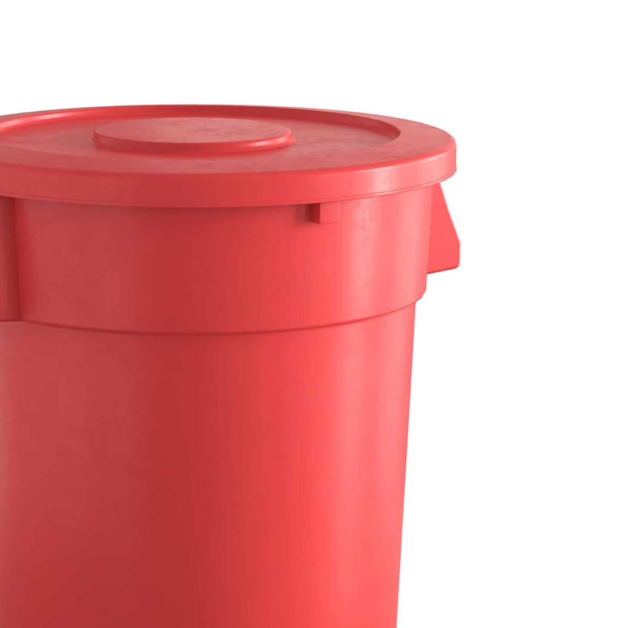 KTLT 32 Gallon Red Round Commercial Trash Can with Lid and Dolly, Ingredient Bin, Wastebasket for Restaurant/Kitchen/School/Garage