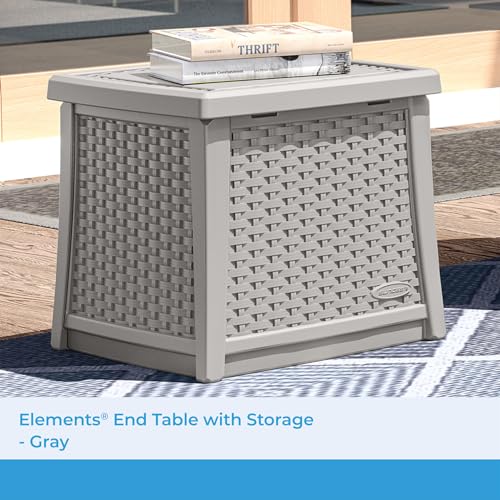 Suncast, Dove Gray Elements End Table with Storage