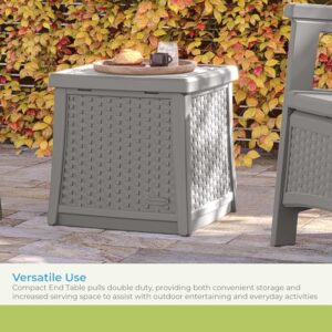 Suncast, Dove Gray Elements End Table with Storage