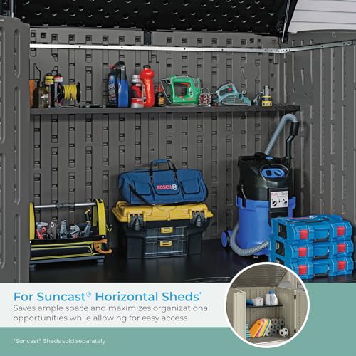 Suncast Horizontal and XL Vertical Shed Shelf Kit, Space-Saving Shelf for Outdoor Storage Sheds, 67" W x 10.25" D x 1.25" H, Black, BMSASHELFH2