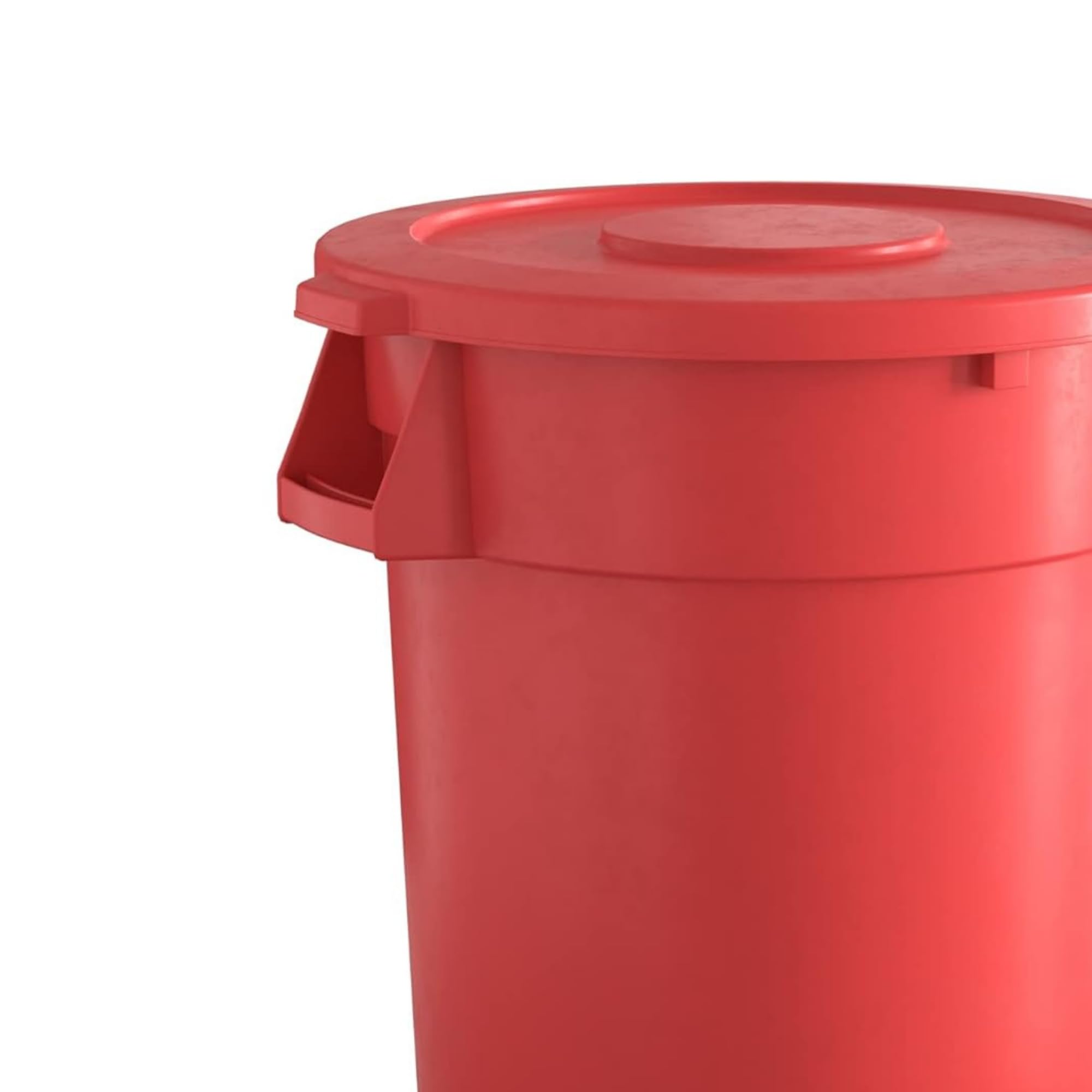 KTLT 32 Gallon Red Round Commercial Trash Can with Lid and Dolly, Ingredient Bin, Wastebasket for Restaurant/Kitchen/School/Garage