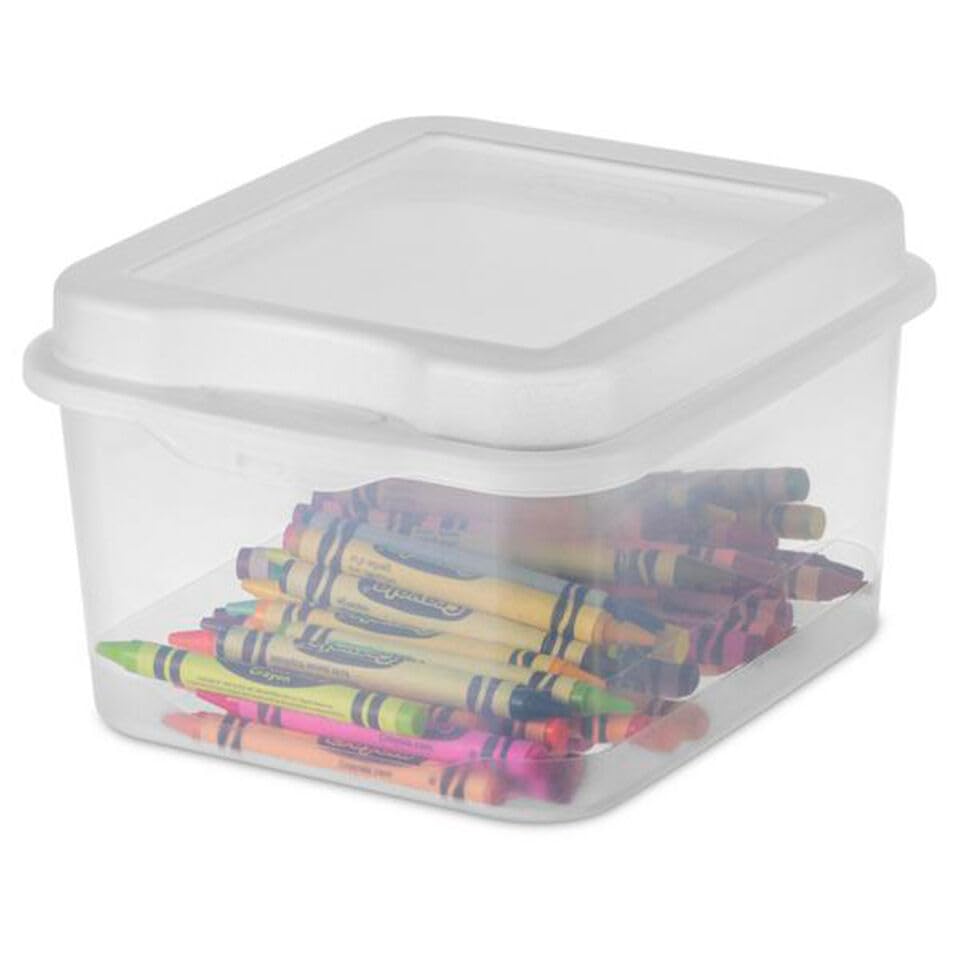 IFFANY Plastic FlipTop Hinged Storage Box Container w/Latching Lid (12 Pack)