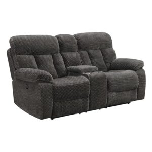 New Classic Furniture Bravo Polyester Console Loveseat with Power Footrest, Charcoal