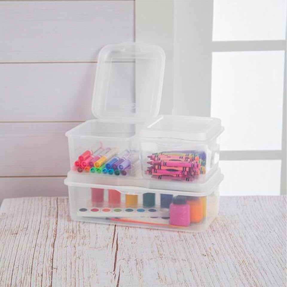 IFFANY Plastic FlipTop Hinged Storage Box Container w/Latching Lid (12 Pack)