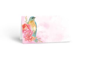 stonehouse collection | pretty blue bird name cards | floral table tents | wedding/generic event place cards | 25 count (floral blue bird)