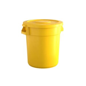 ktlt 10 gallon yellow round commercial trash can with lid, ingredient bin, wastebasket for restaurant/kitchen/school/garage