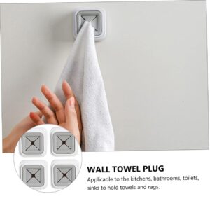 Beatifufu 4pcs Nail Towel Rack Kitchen Towel Holder Bathroom Wall Hanger Wall Mount Clothing Rack Punch- Towel Plug Coat Hangers Hook Bathroom Towel Plug Wall-Mounted Abs