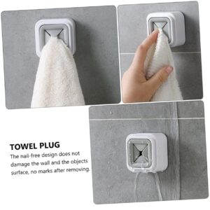 Beatifufu 4pcs Nail Towel Rack Kitchen Towel Holder Bathroom Wall Hanger Wall Mount Clothing Rack Punch- Towel Plug Coat Hangers Hook Bathroom Towel Plug Wall-Mounted Abs