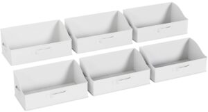 ornavo home 6 pack collapsible trapezoid xlarge storage bins, foldable fabric shelf storage basket closet organizer and large storage box for clothes with handles, white