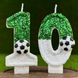 CasaPopz Birthday Number Candles White Soccer Number 8 Birthday Candles for Cake, Fun Glitter Birthday Candles Cake Cupcake Topper for Kids Adults Party Anniversary Supplies