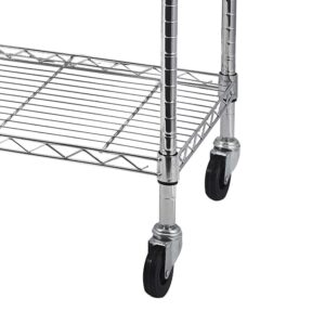 Metal Storage Shelves with Wheels, NSF Shelving Unit 60 X 18 X 72, 1325 Lbs Capacity, 5 Tier Heavy Duty Wire Shelving Rack, Commercial Metal Shelves for Storage, Garage, Pantry, Kitchen, Chrome