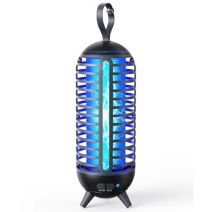 kuesburt bug zapper, indoor and outdoor 2-in-1 mosquito zapper, portable rechargeable waterproof bug zapper, suitable for yard, home, backyard, garden, camping black