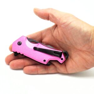 Pocket Folding Knife, 3" Spriing assisted Blade Utility Knife with Deep Carry Pocket Clip for EDC Pink