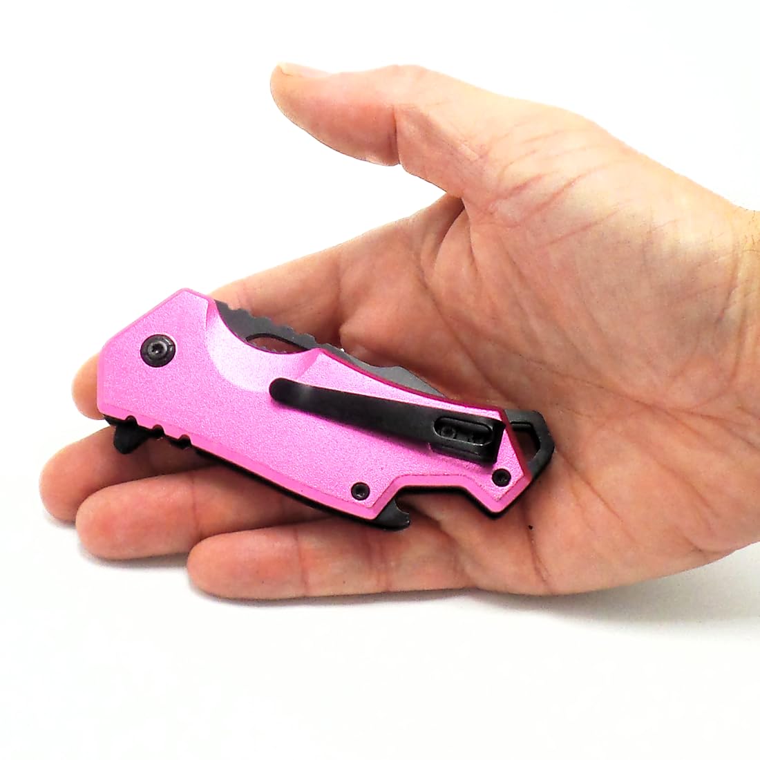 Pocket Folding Knife, 3" Spriing assisted Blade Utility Knife with Deep Carry Pocket Clip for EDC Pink