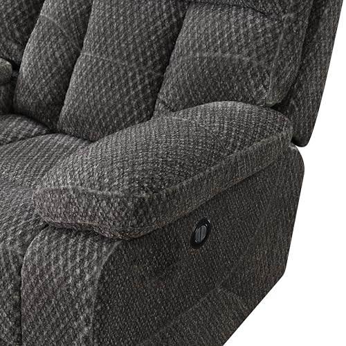 New Classic Furniture Bravo Polyester Console Loveseat with Power Footrest, Charcoal