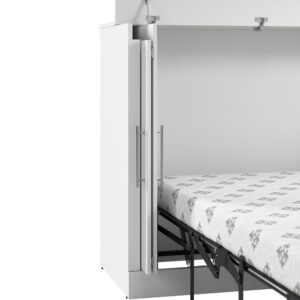 Bestar Nebula 75W Queen Size Murphy Cabinet Bed with Mattress in White, 75-inch Space-Saving Sleeping Arrangement for Multipurpose Guest Room or Home Office