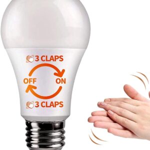 3 Claps Light Control Bulb for Bedroom Table Lamp Upgrade, Sound Activated ON/Off Solution, Clap Detection, Smart Home, As Seen On TV, Soft White, 8-Watt