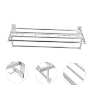 PRETYZOOM Bathroom Towel Mounted Shelves Bathroom Shelf with Bar Towel Rail Folding Towel Rack Towel Rod Kitchen Towel Shelves Bathtub Shelf Hanging Space Aluminum Hanger