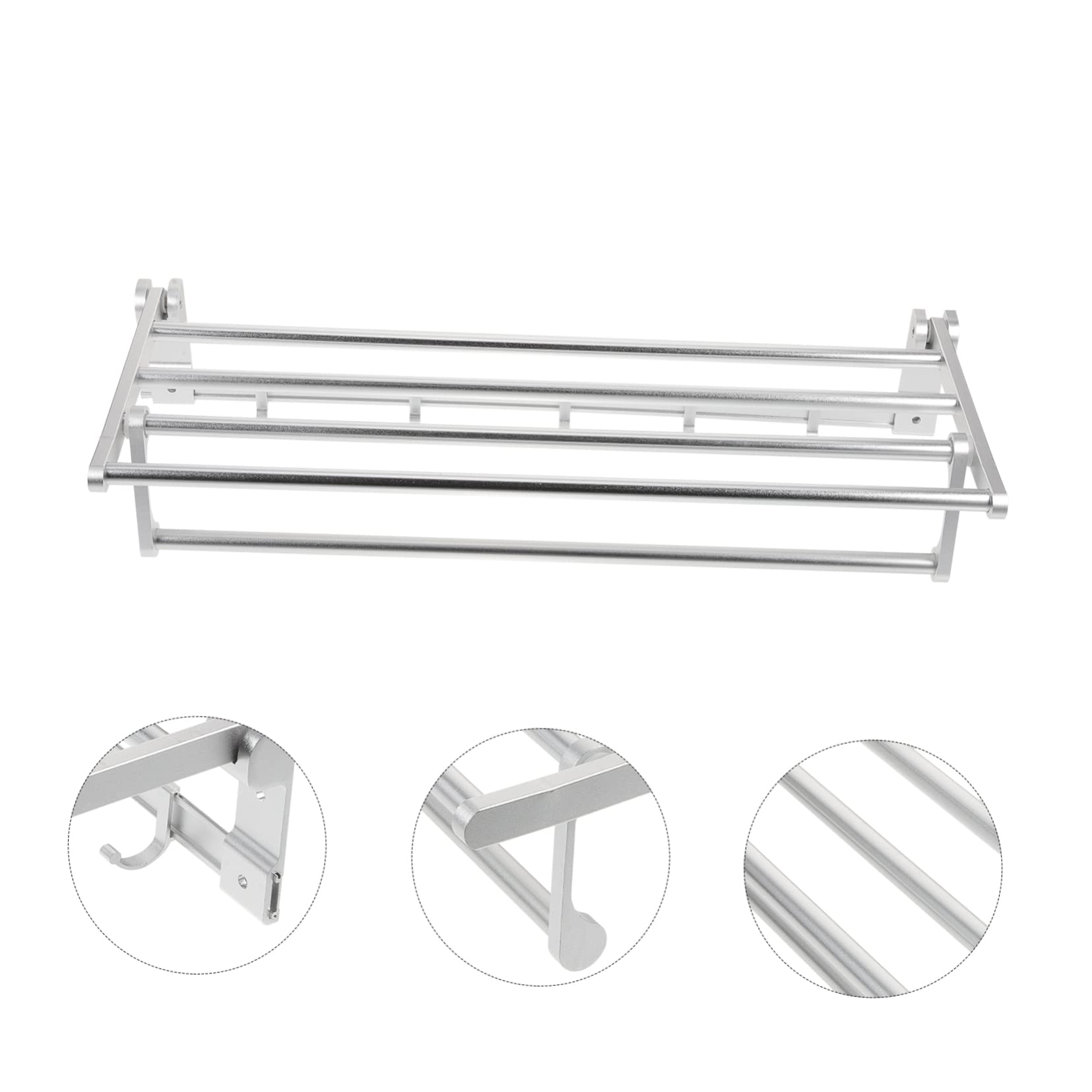 PRETYZOOM Bathroom Towel Mounted Shelves Bathroom Shelf with Bar Towel Rail Folding Towel Rack Towel Rod Kitchen Towel Shelves Bathtub Shelf Hanging Space Aluminum Hanger