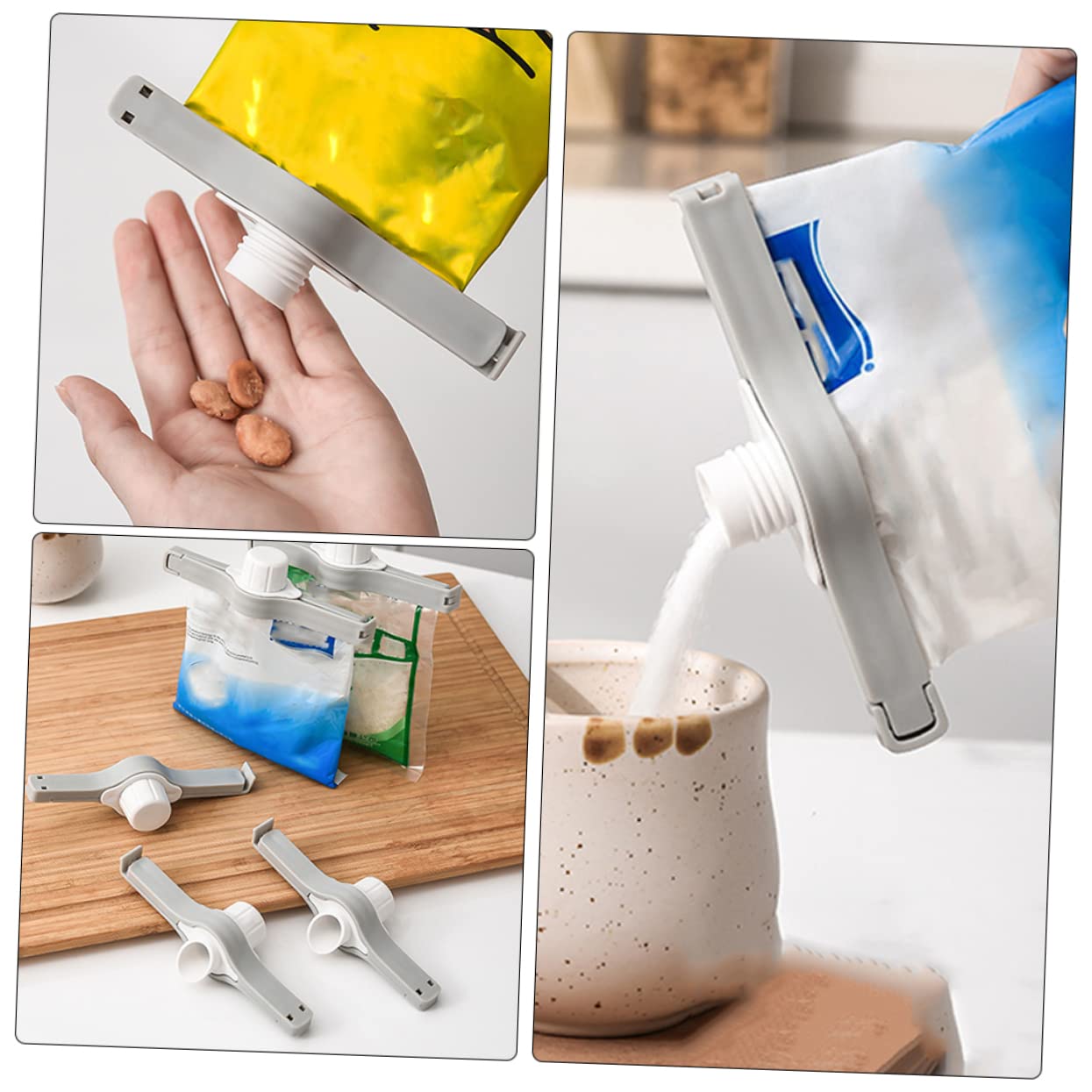 3pcs Sealing Clip Bag Clip with Plastic Caps Nozzle Spout Bag Clips Plastic Caps Sealer Clips Nozzle Spout Bag Clamp Seal and Pour Food Bag Clips Bag Sealing Supplies