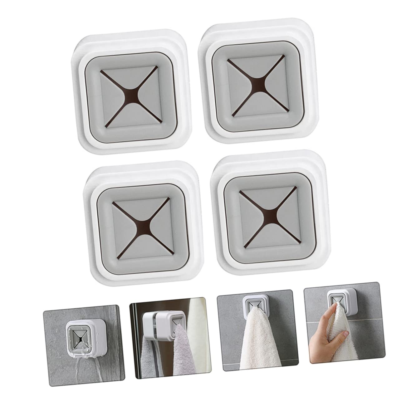 Beatifufu 4pcs Nail Towel Rack Kitchen Towel Holder Bathroom Wall Hanger Wall Mount Clothing Rack Punch- Towel Plug Coat Hangers Hook Bathroom Towel Plug Wall-Mounted Abs