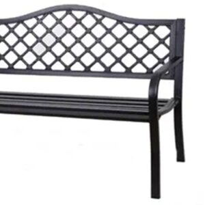 Four Seasons Courtyard Outdoor Park Bench Backyard Garden, Front Porch, or Walking Path Furniture Seating with Powder Coated Steel Frame, Black