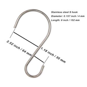 lightstar 2-Pack S Hooks for Hanging, Stainless Steel S Shaped Hook Heavy Duty Hanging Hooks for Pots, Pans, Plants, Bags, Cups, Clothes (S-Large)