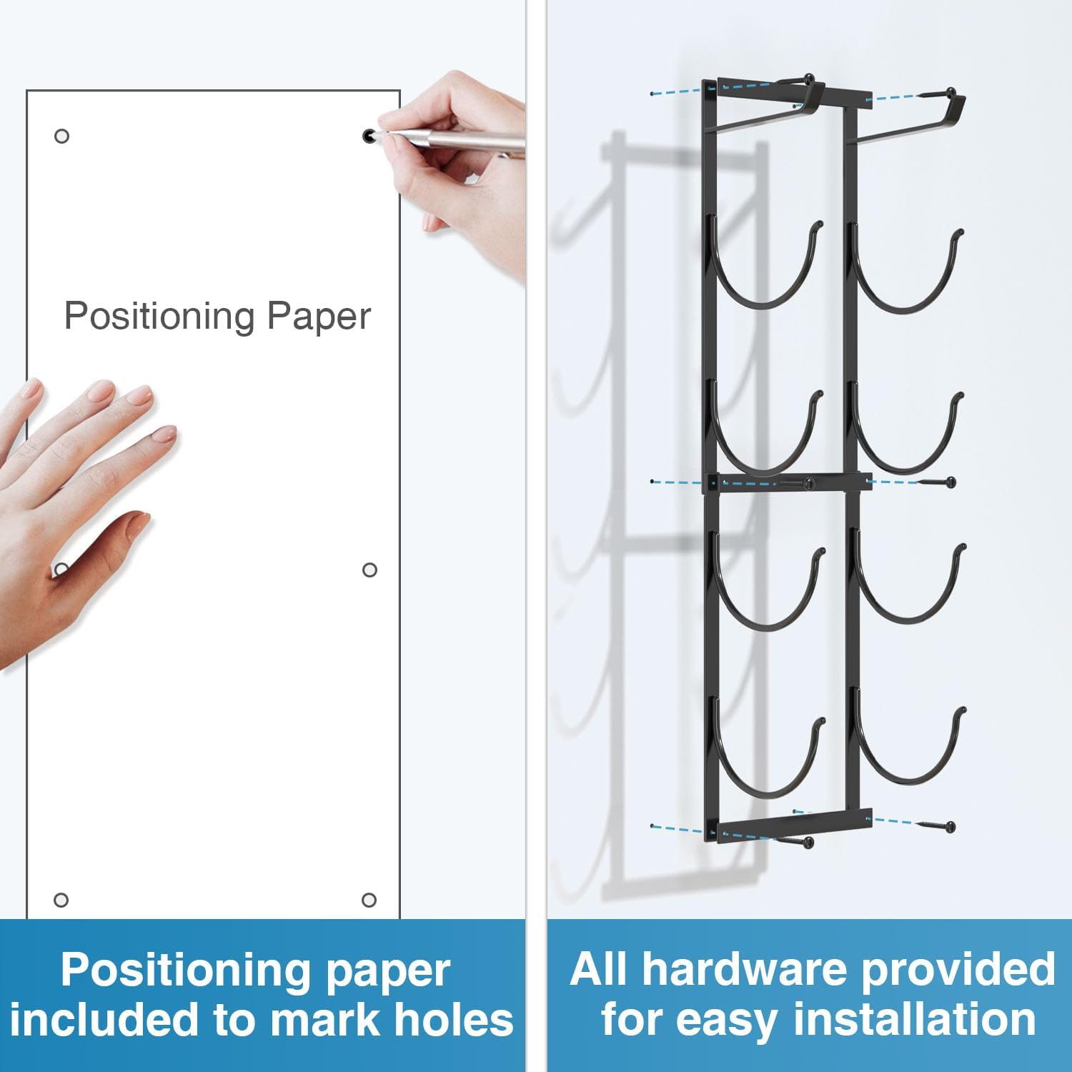 Josmimic Towel Rack for Rolled Towels: 5 Tier Towel Holder Wall Mounted in Bathroom - Matted Black 25.6 Inch