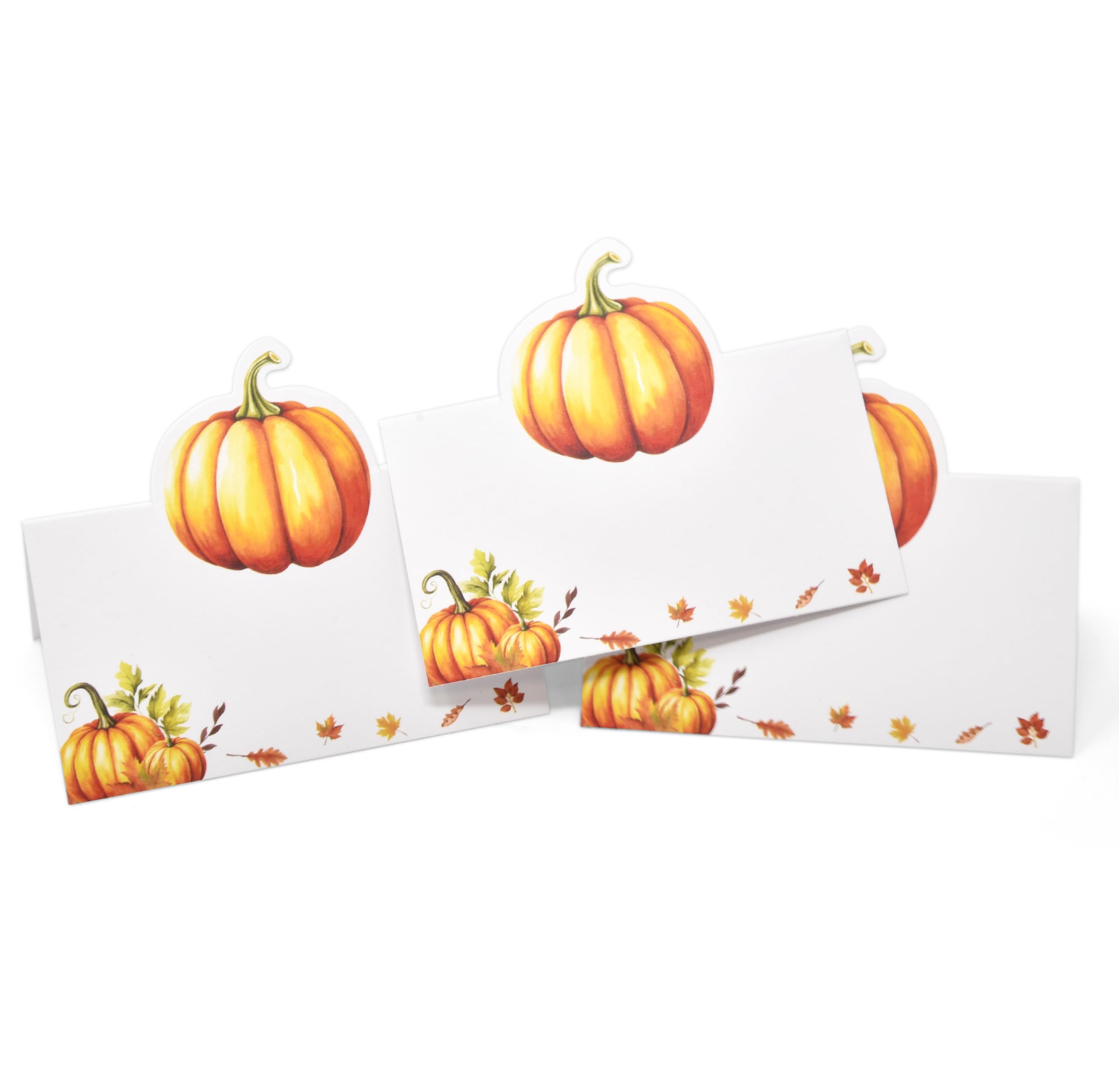 100 Pack Thanksgiving Fall Pumpkin Place Cards Paper Harvest Name Folded Tent Card Seating Autumn Pumpkins Dinner Wedding Table Setting Decorations