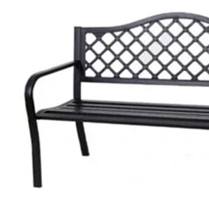 Four Seasons Courtyard Outdoor Park Bench Backyard Garden, Front Porch, or Walking Path Furniture Seating with Powder Coated Steel Frame, Black