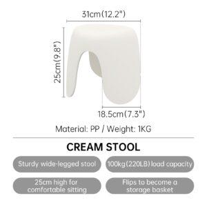 SHIMOYAMA Cream Stool, 10 Inch Kids Stool, Plastic Step Stool for Adults, Sturdy Sitting Stool, Holds Up to 220 lbs for Playroom, Bedroom, Living Room, Bathroom