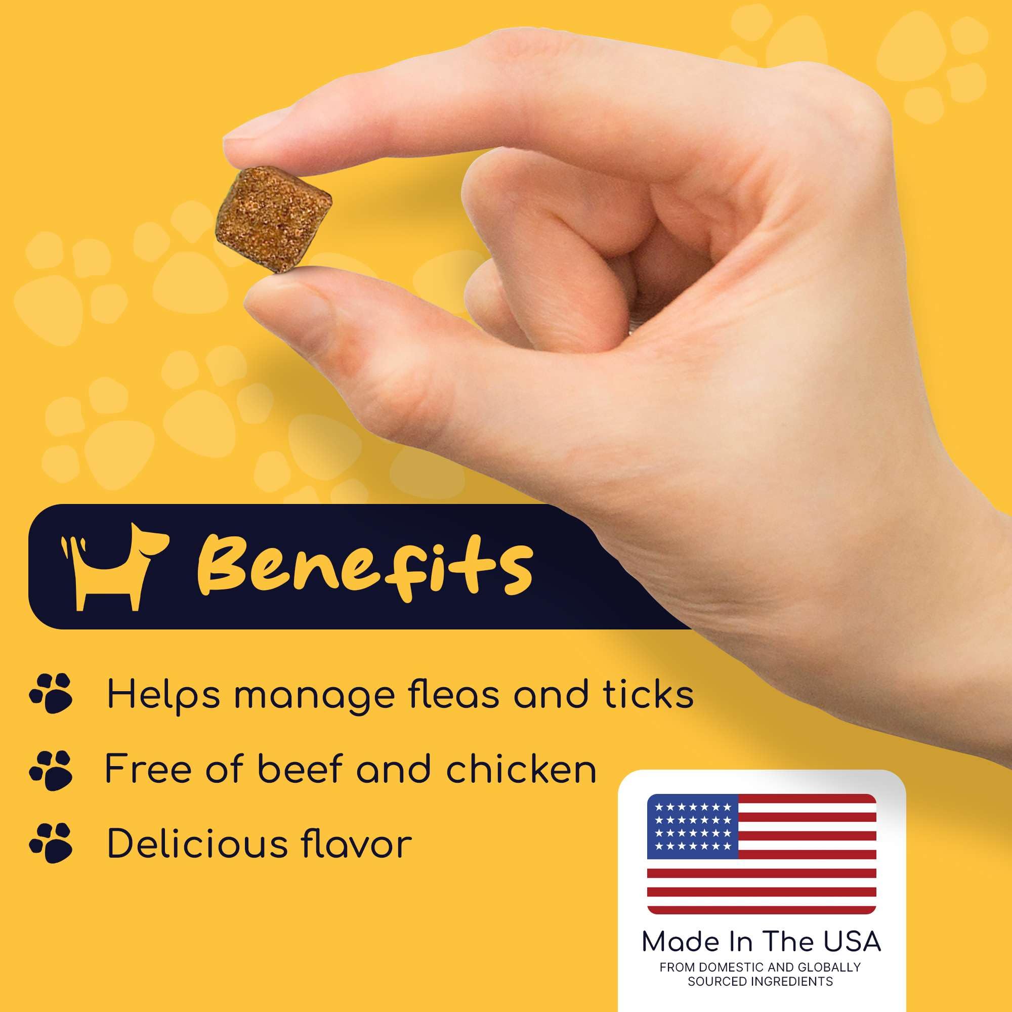 Flea and Tick Prevention for Dogs, Chewable – 90 Peanut Butter Flavored Soft Chews – Made with B Vitamins, Garlic Powder, Brewers Yeast, Coconut Oil, and Apple Cider Vinegar