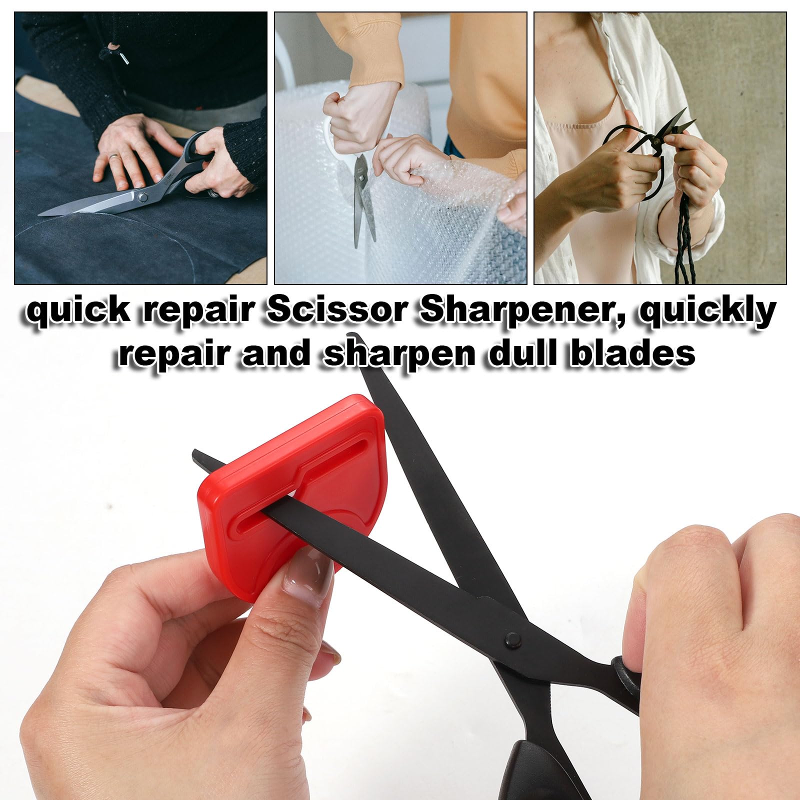 2pcs Scissor Sharpener Tool, Handheld Small Sharpening Scissors Tool Fabric Hair Scissors Sharpener Scissors Sharpening Accessories for Repair Quickly Sharpen Dull Blades(Red)