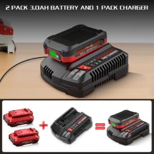 2 Packs 20V 3.0Ah V20 Lithium ion Replacement Battery and CMCB104 Charger Compatible with Craftsman 20 Volt Battery MAX CMCB205 CMCB204 CMCB206 CMCB202 CMCB201 20 Volt Cordless Power Tools (Red)