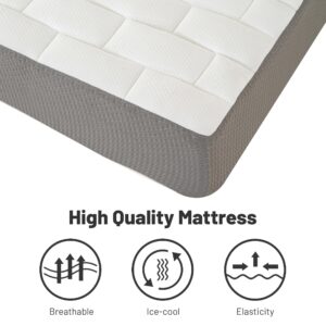 Treaton, 7-Inch Medium Firm High Density Foam Mattress, Comfortable Mattress for Cooler Sleep, Zippered and Washable Cover, Twin, White