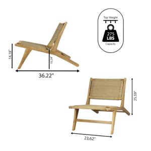 JONATHAN Y RLX1000A Parker Mid-Century Modern Woven Seagrass Wood Armless Lounge Chair Contemporary, Bohemian, Coastal, Transitional, Rustic, Natural